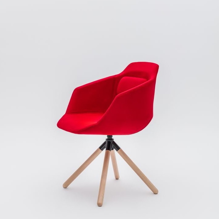 Fauteuil pivotant piétement bois