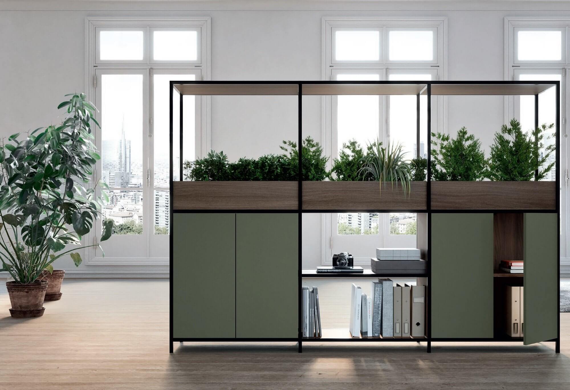 Armoire de bureau avec bac à plantes BIOME.