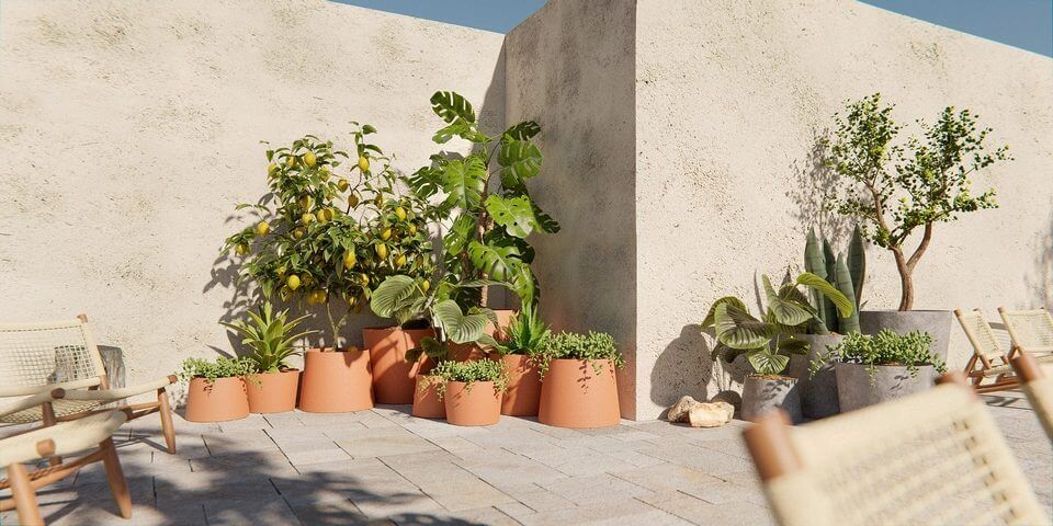 Pot pour plantes en argile design et moderne