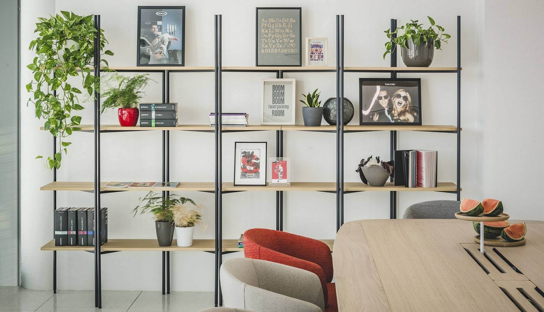 Bibliothèque en bois et en métal ETHRIO