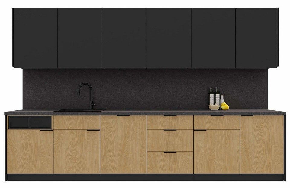 Bloc kitchenette installé le long d’un mur dans un espace de pause
