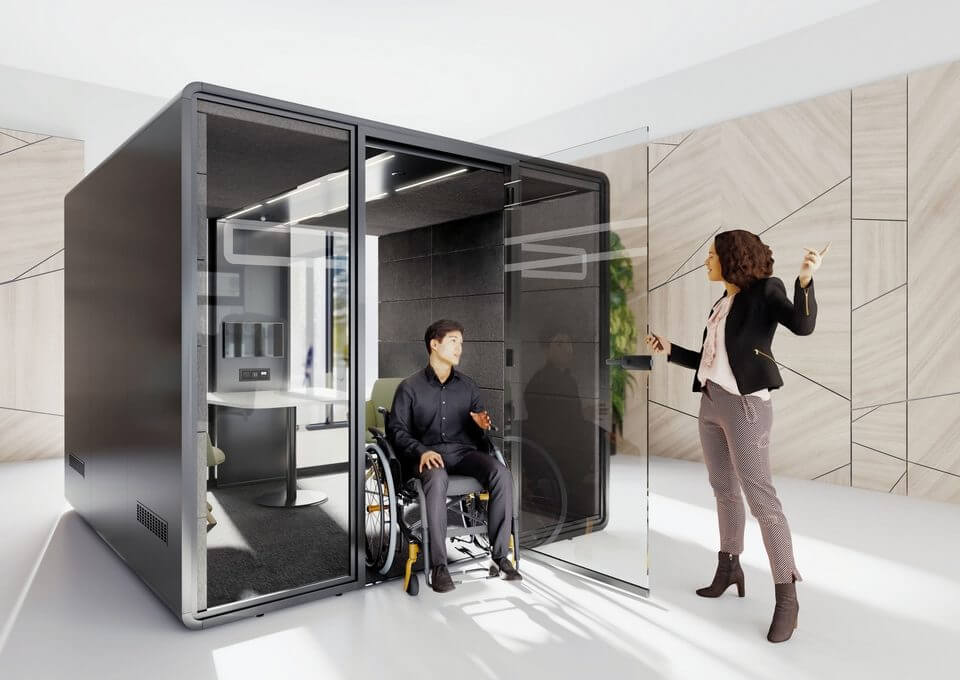 Box de réunion accessible aux personnes à mobilité réduite
