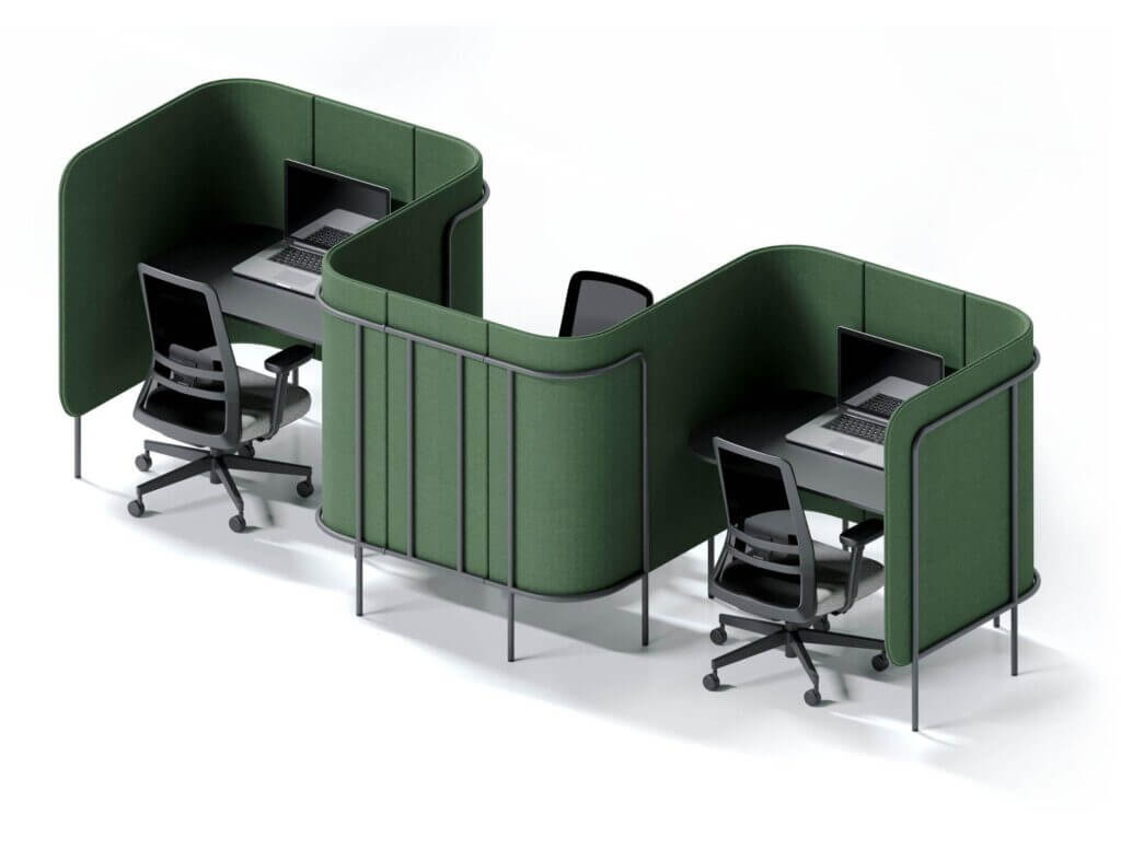 Bureau de concentration avec cloisons acoustiques PARAVENT