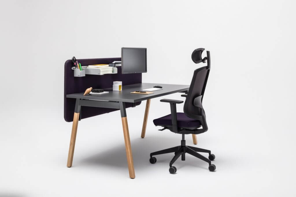 Bureau bench avec cloison acoustique design