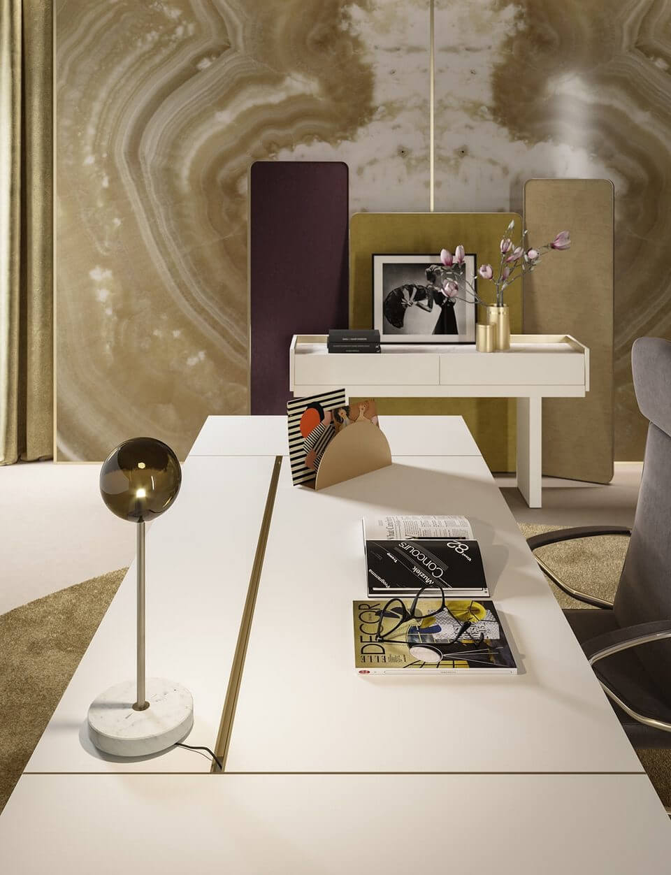 Grand bureau de direction de luxe blanc