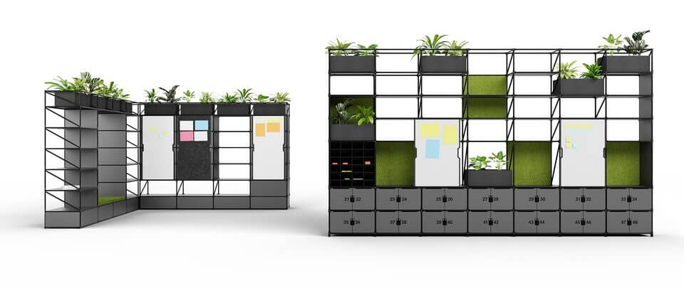 Système de meuble design avec casier de rangement du personnel