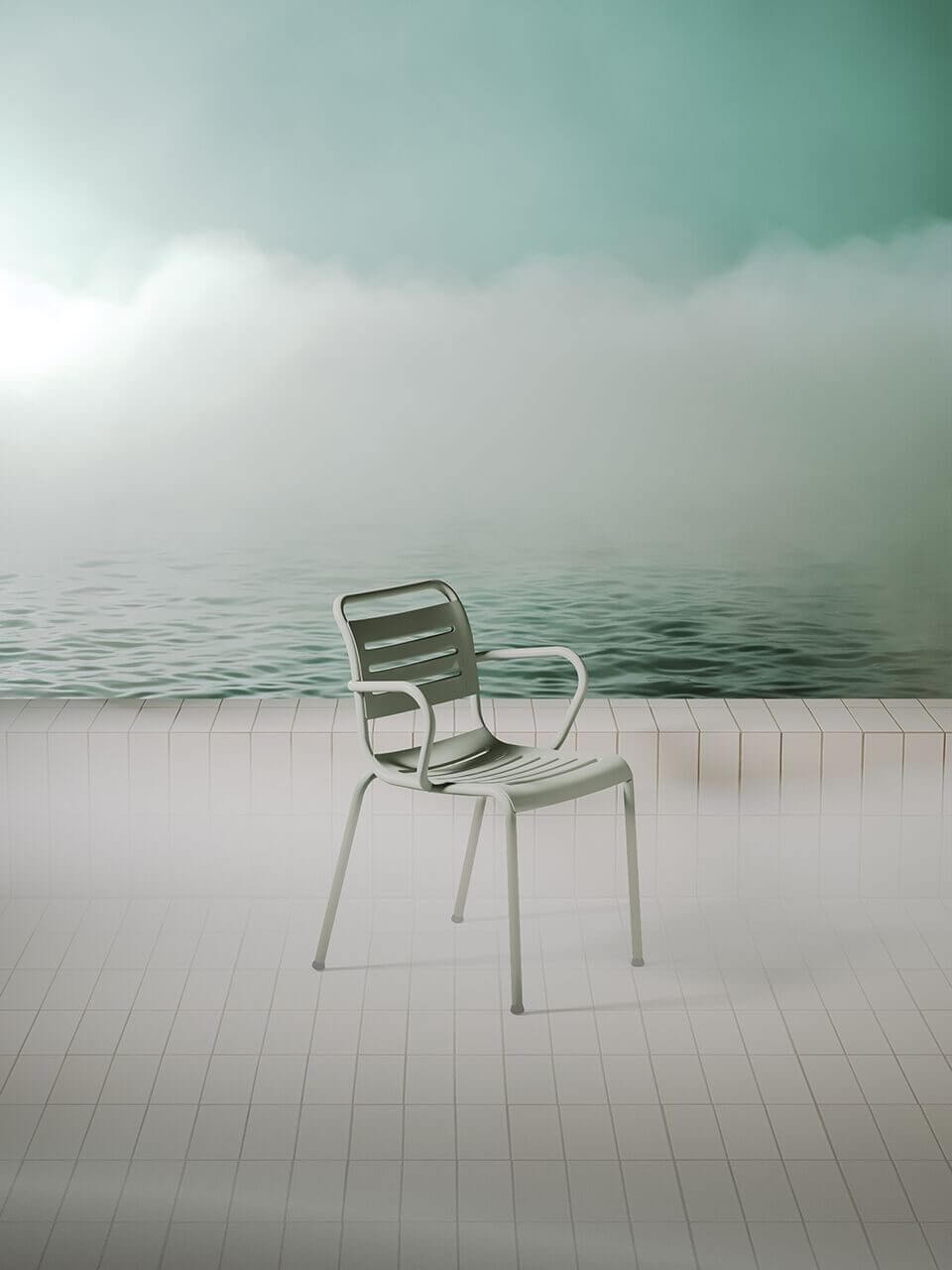 Chaise empilable REAL en aluminium, design moderne pour terrasse professionnelle, pour toutes les conditions climatiques
