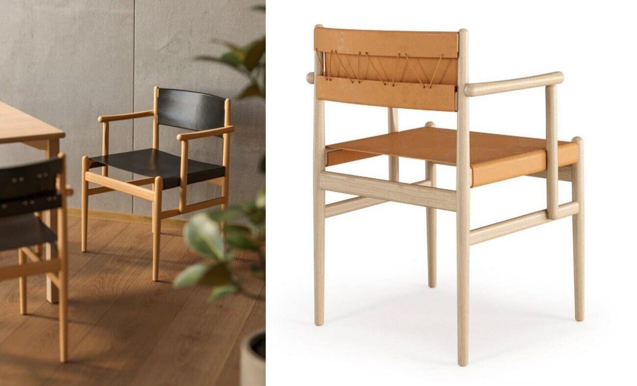 LIF est une chaise en bois et en cuir pour la restauration