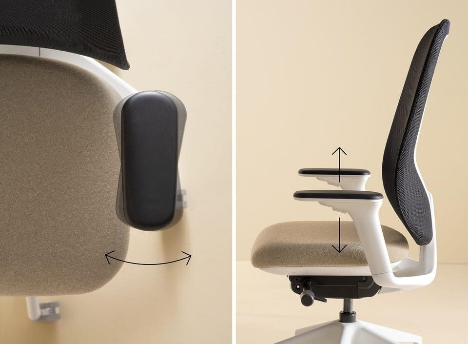 Chaise de bureau design avec accoudoirs réglables sur 4 dimensions SIGNA