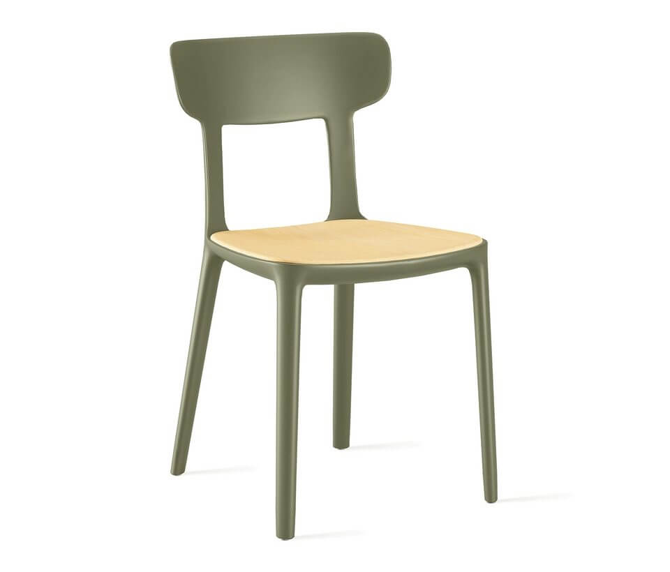 Chaise design en polypropylène avec assise bois insérée