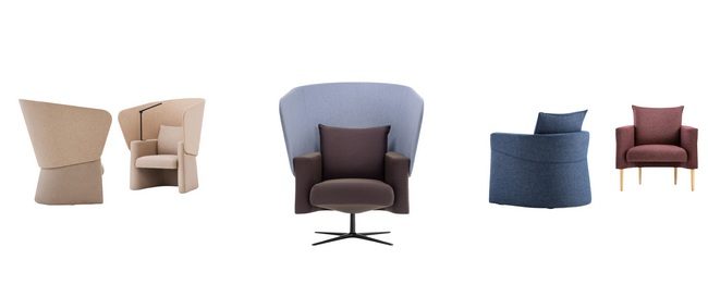 Présentation des variantes du fauteuil acoustique VIP SOLO, avec pied fixe, pivotant ou en bois.