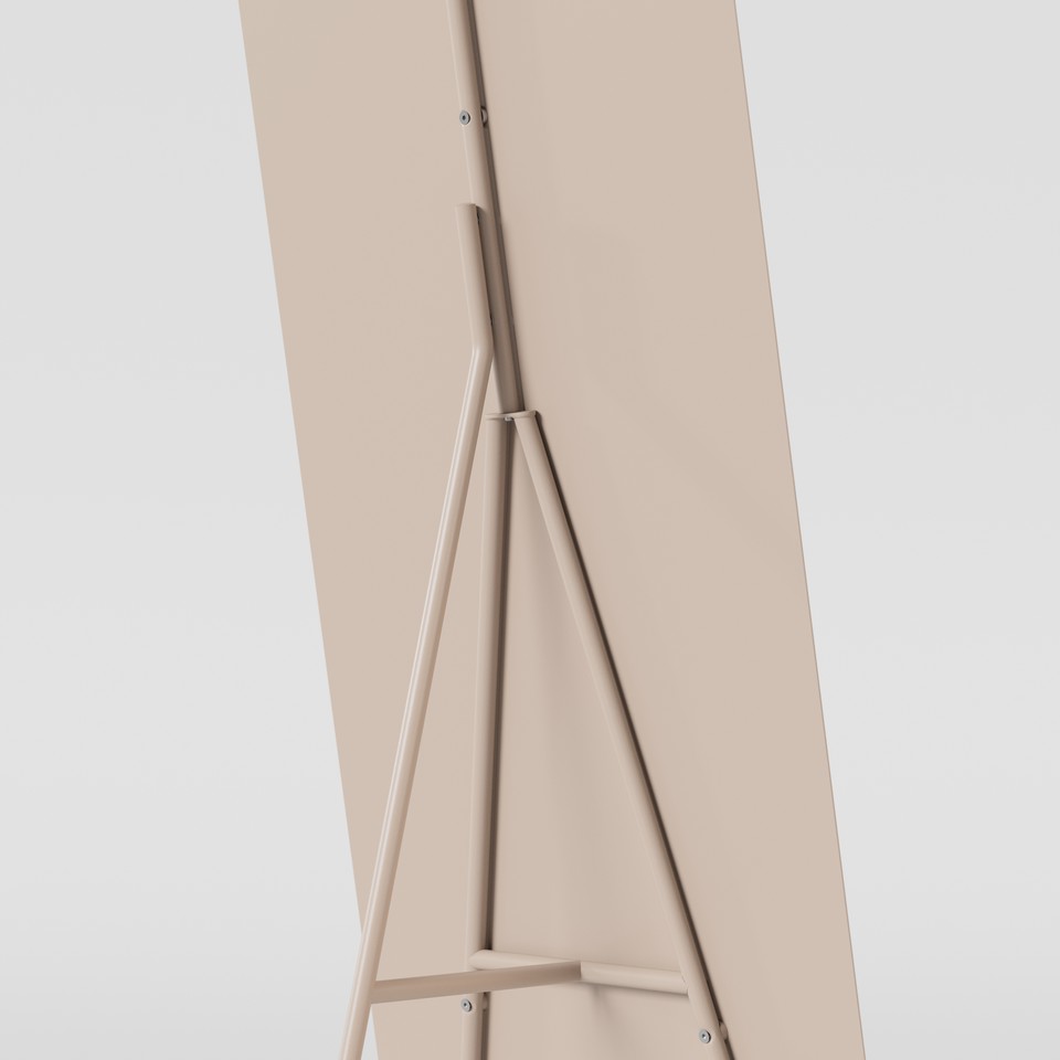 Zoom sur le châssis en acier peint par poudrage et la fixation du trépied stable du tableau mobile SPRINTER.