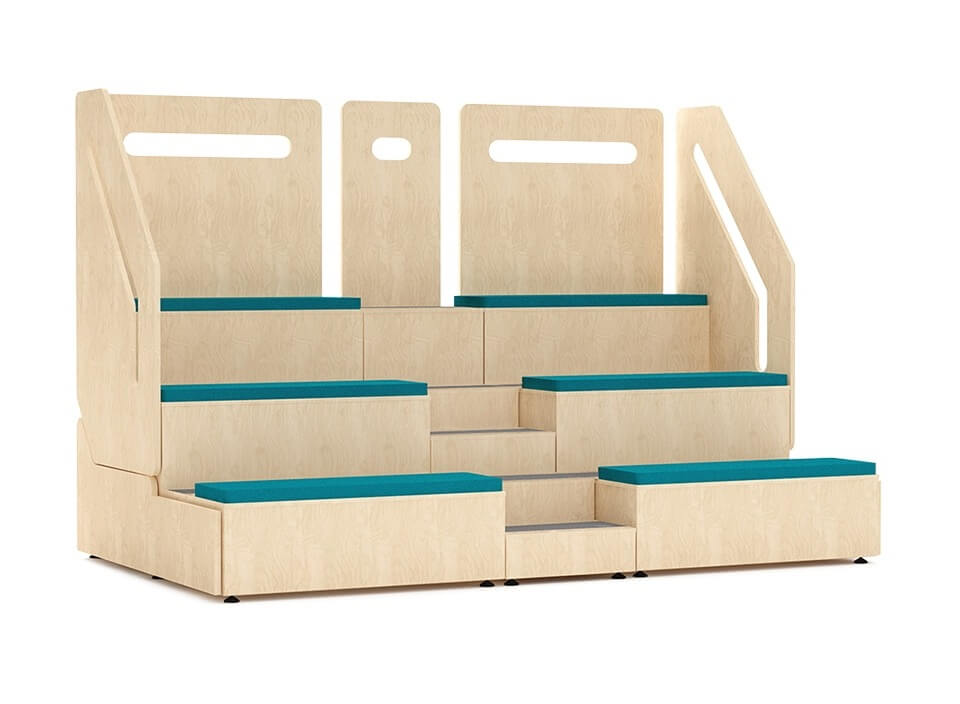 Espace de réunion pour 12 personnes aménagé comme un amphithéâtre avec les modules TIER
