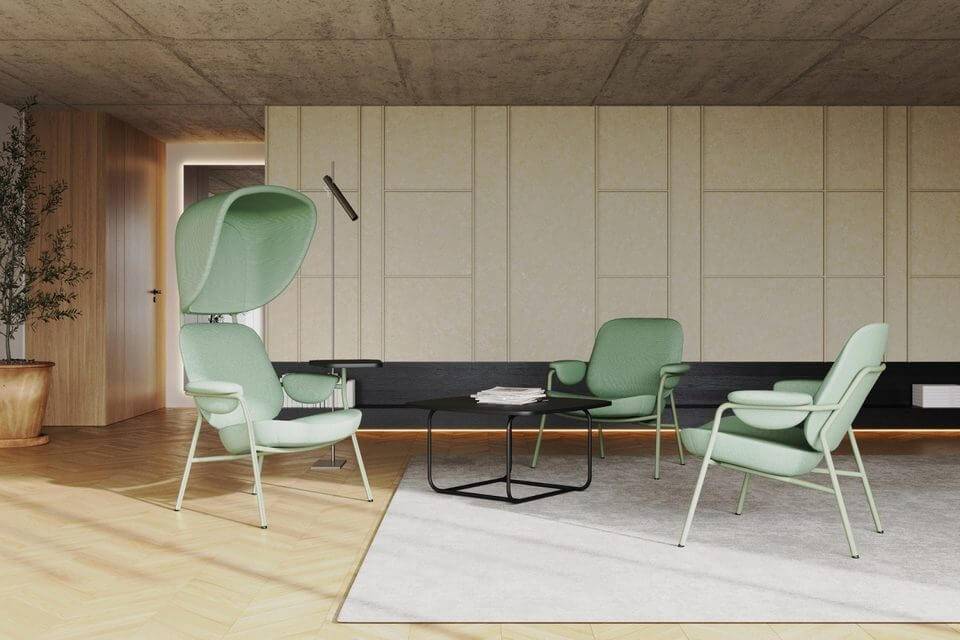 Fauteuil d'attente design avec têtière acoustique 
