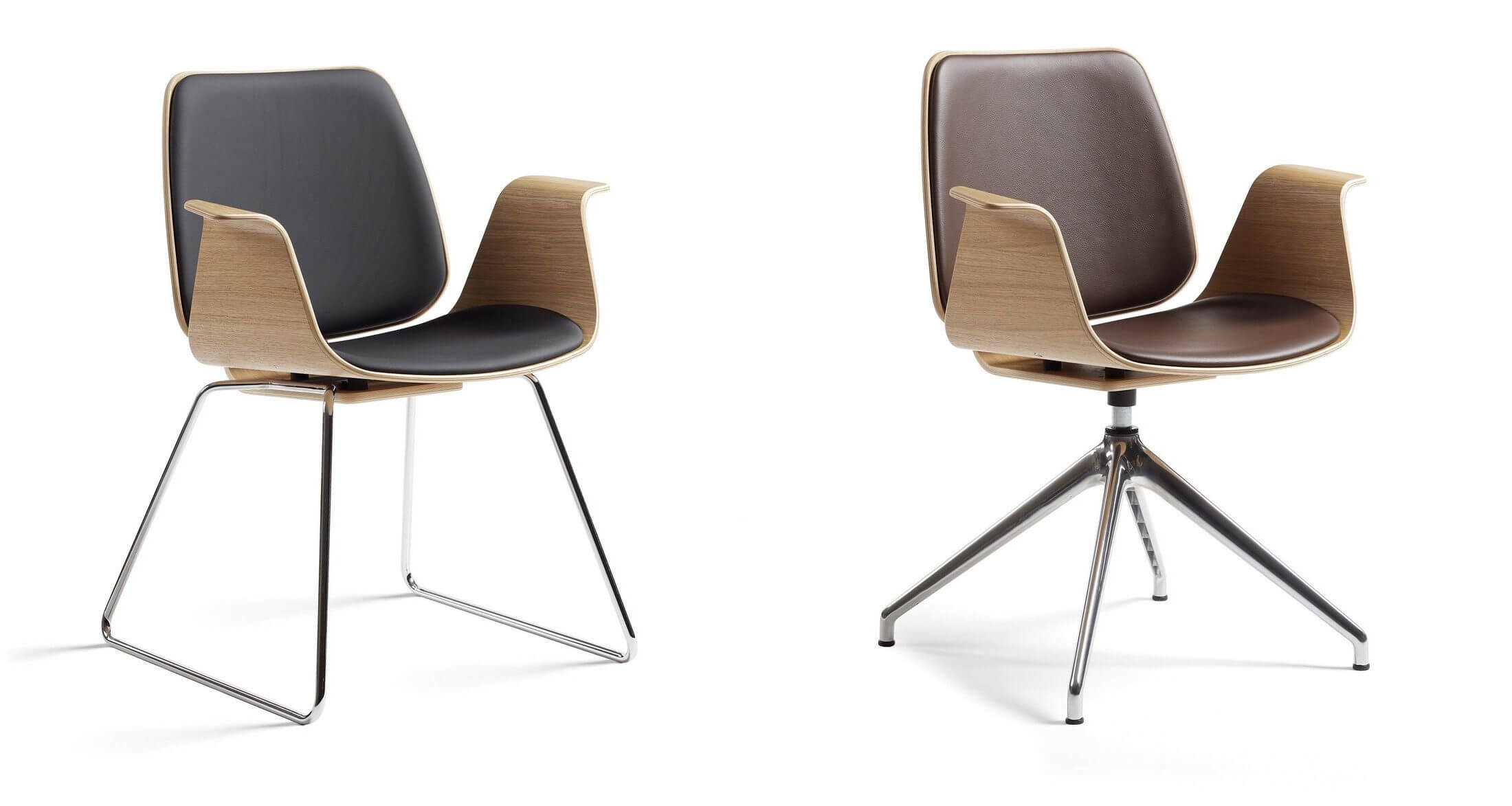 Fauteuil design bois et cuir KLK