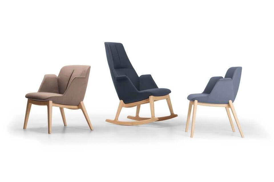 Fauteuil lounge dossier haut avec structure bois AVI