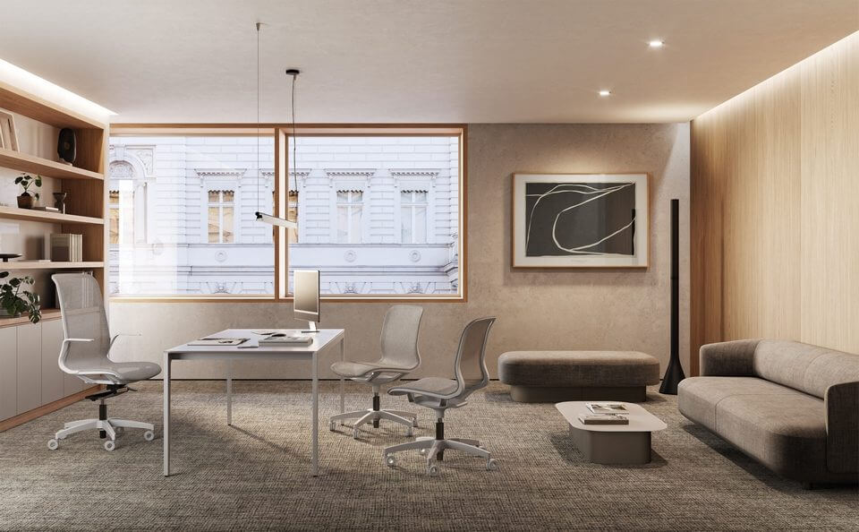 Fauteuil de travail blanc pour les espaces de direction haut de gamme