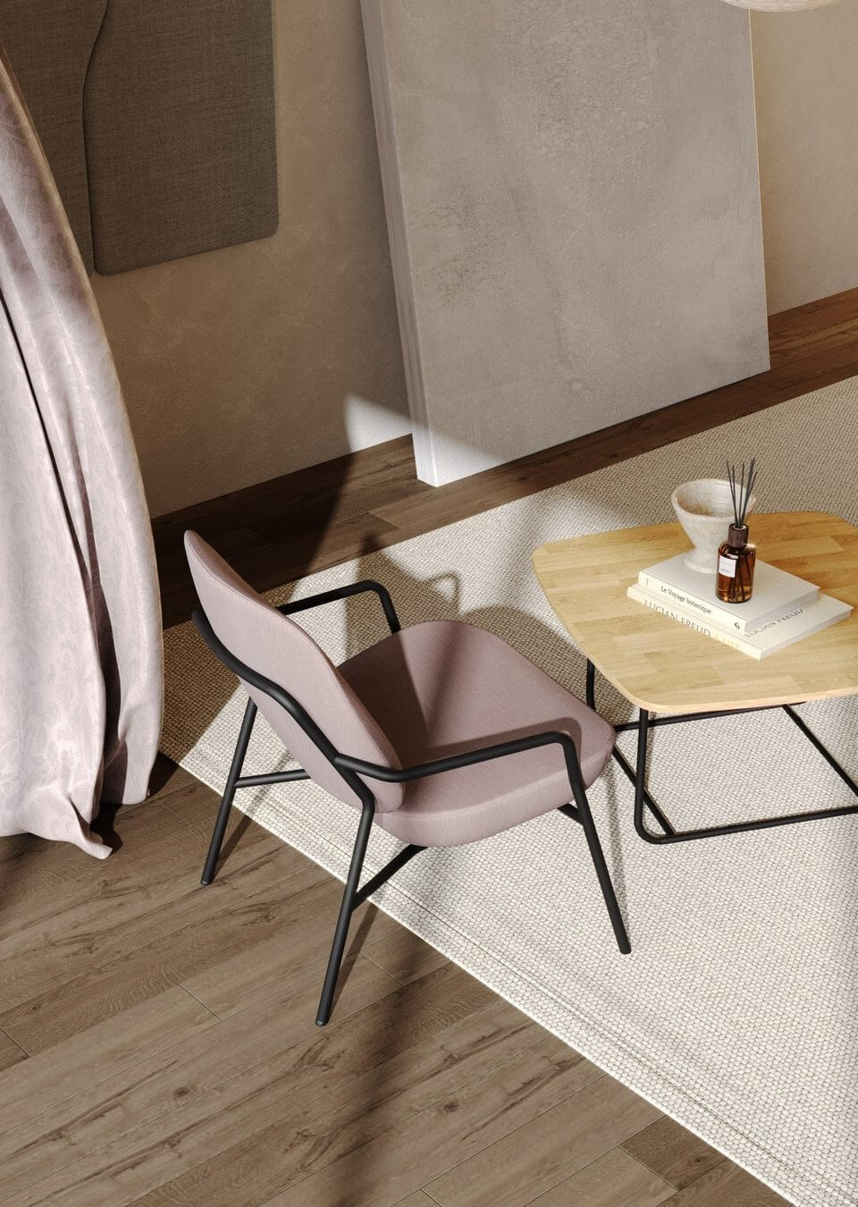 Fauteuil lounge avec une table basse pour les espace détente des hôtels et des entreprises