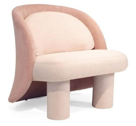 Fauteuil design et haut de gamme POODLE coloris rose poudré