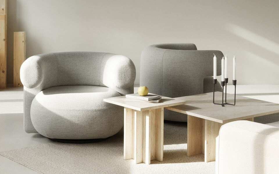 Fauteuil lounge haut de gamme avec base en acier pivotante