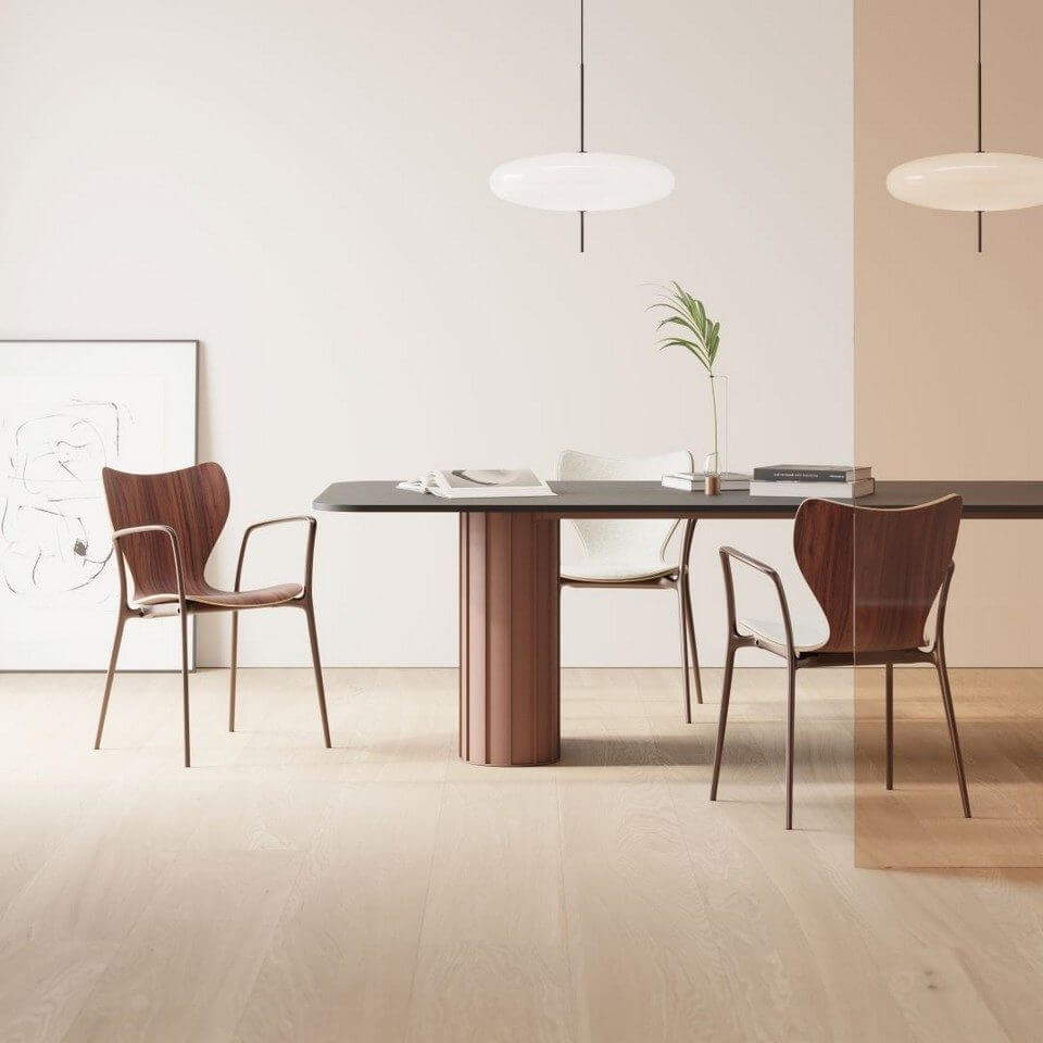 Table de réunion grand format avec piétement central design