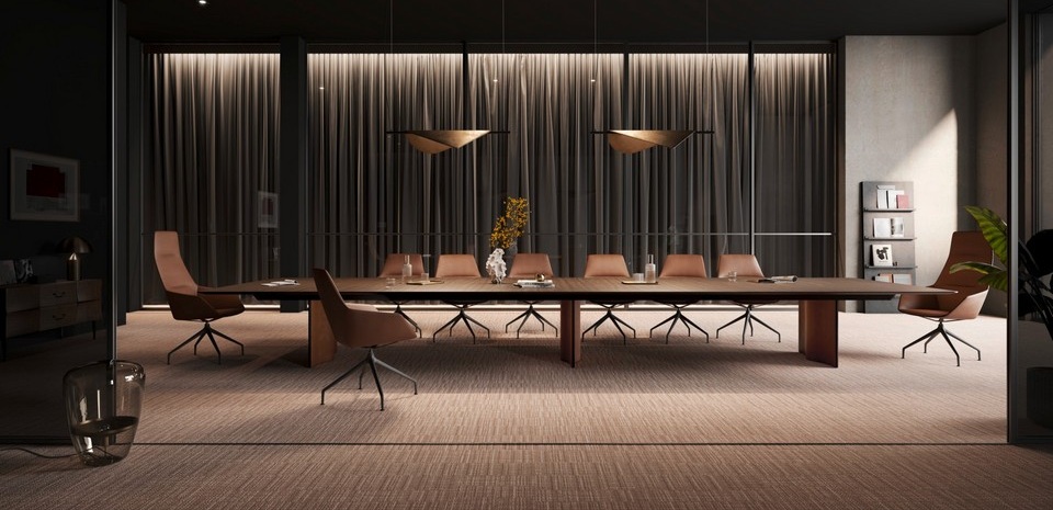 Table de réunion WAVE de Brunner, avec un design extra fin