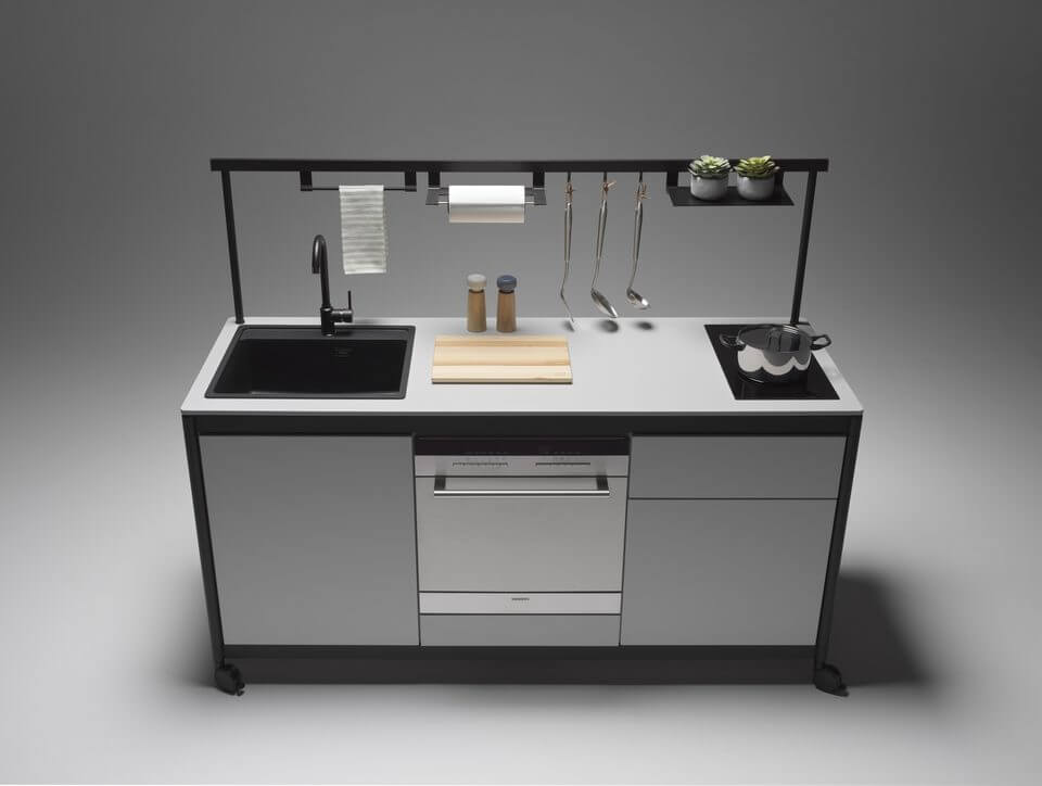 Cuisine d'entreprise design sur roulettes