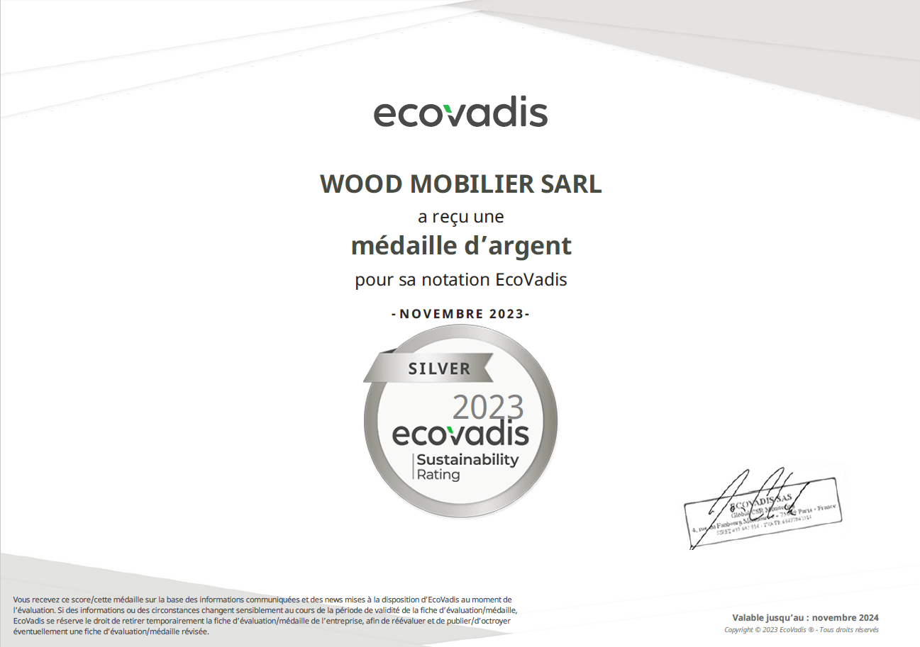 Médaille Argent Ecovadis 2023