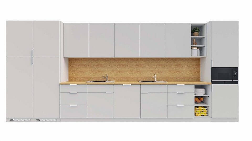 Meuble de cuisine pour entreprise avec façades fermées et élégantes