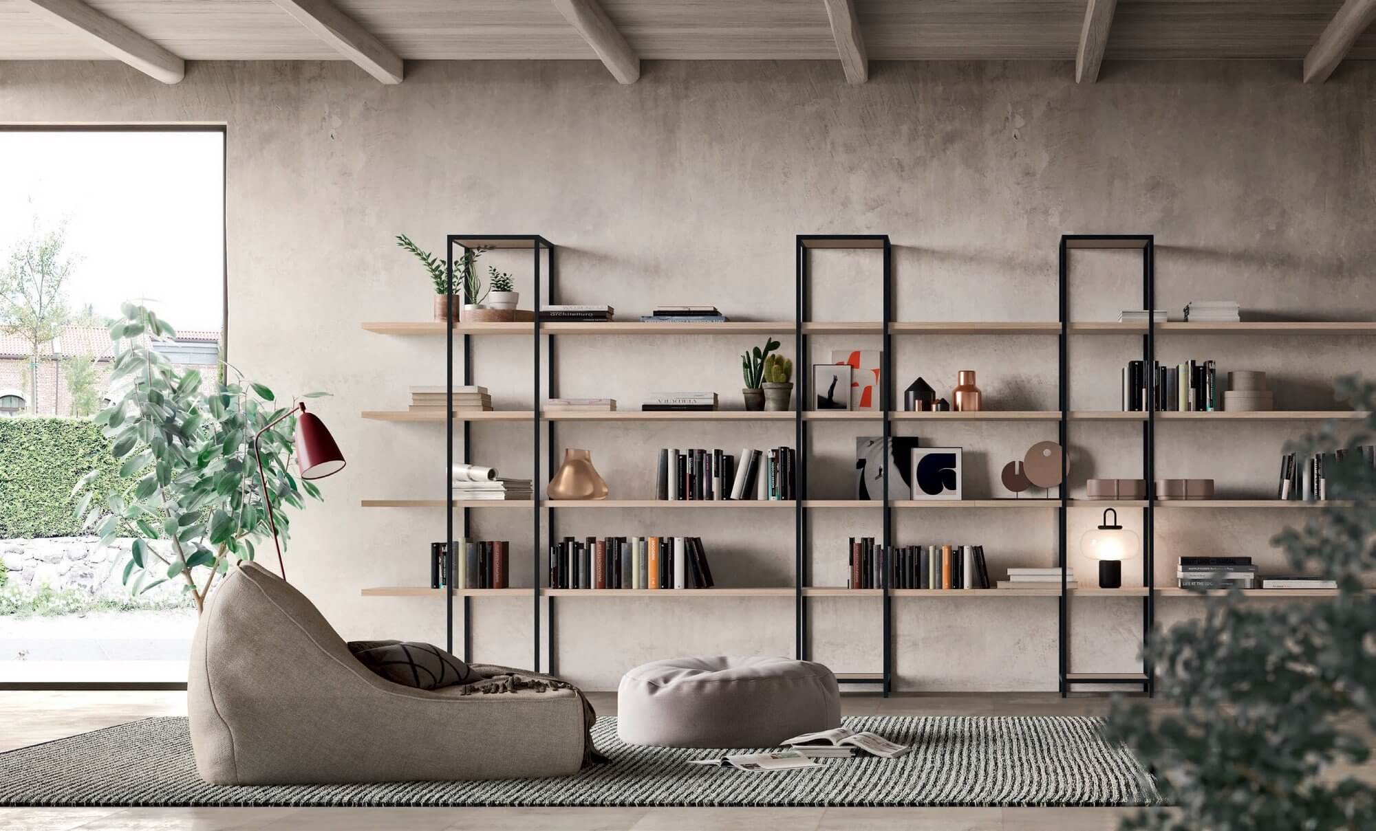 L'armoire de bureau design BIOME en métal noir et en bois.