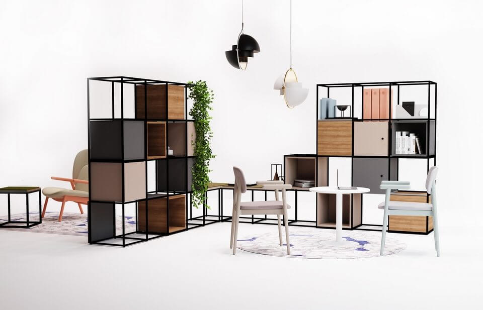 Meuble rangement séparateur design PARTITION pour espace de coworking