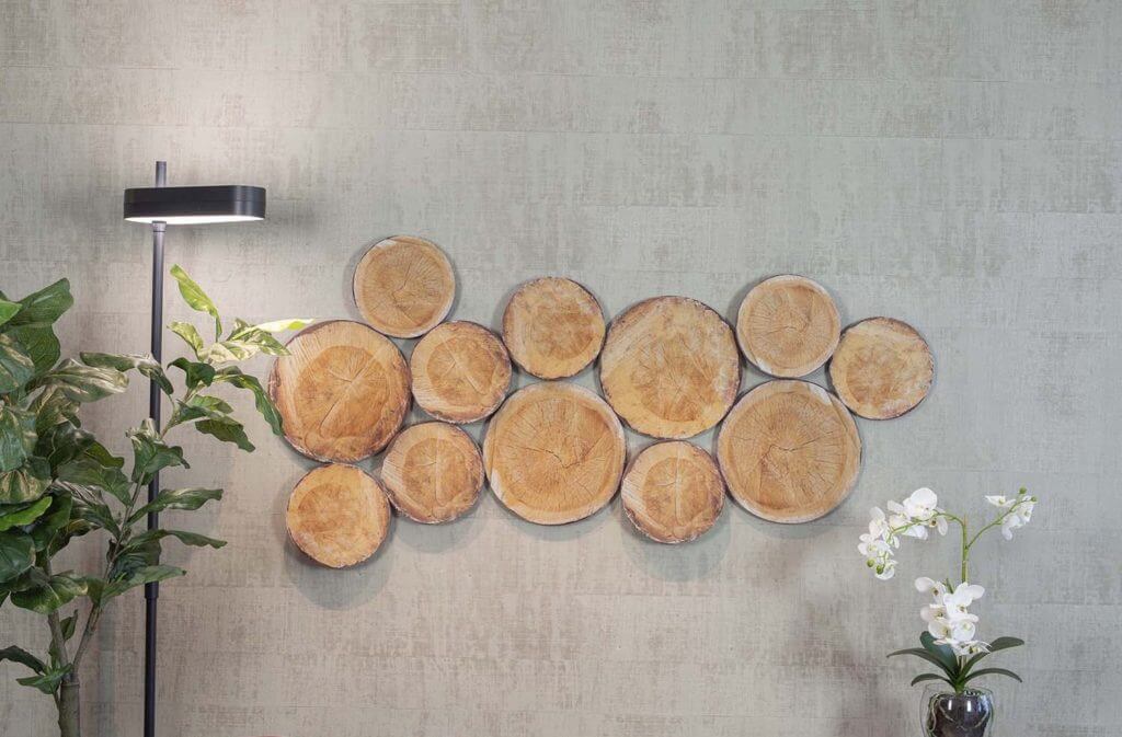 Mobilier acoustique mural design effet rondin de bois brut