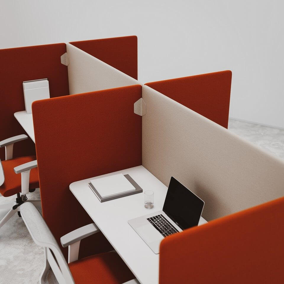 Panneau acoustique design et modulable pour configurer des espaces de travail nomades