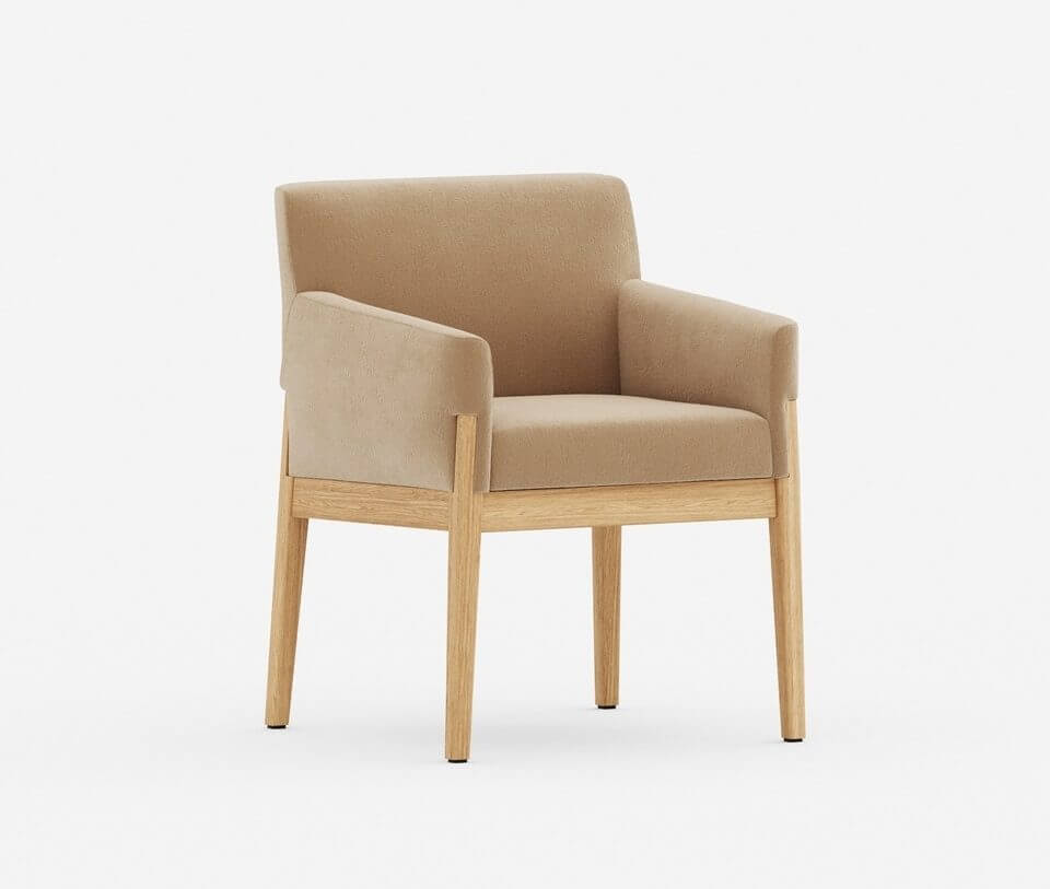 Fauteuil design et compact avec pieds en bois, pour les hôtels et les restaurants