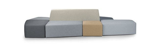 Poufs modulables STONE pour les espaces de détentes en coworking, configuration utilisable à 360°