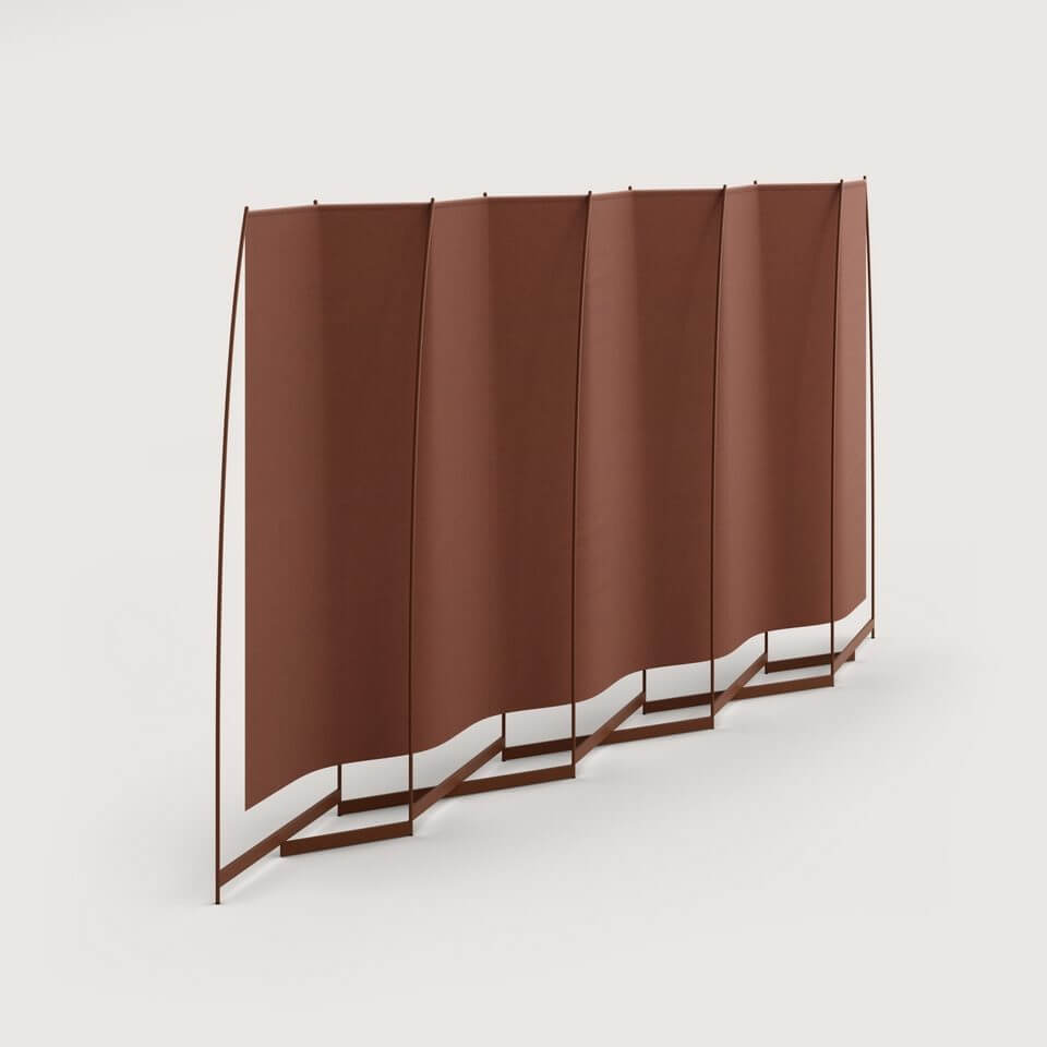 Panneau séparateur design et autoportant avec rideau, pour diviser les espaces de manière flexible et esthétique