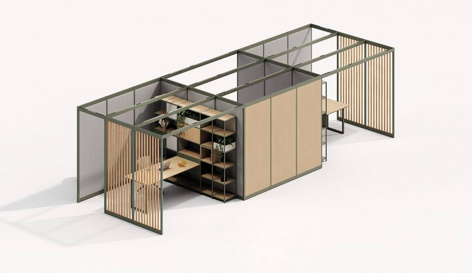 Pergola de bureau design et autoportante pour créer des micro-espaces dans les open spaces