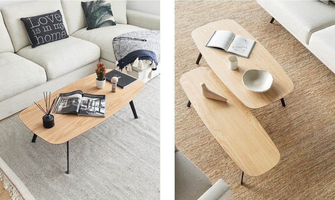 Table basse plateau bois design, pour hôtellerie SOLAPA