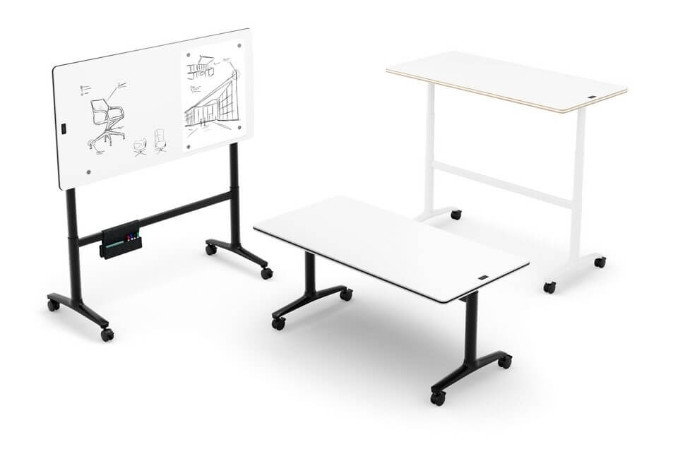 Table modulable avec plateau abattant et réglage en hauteur