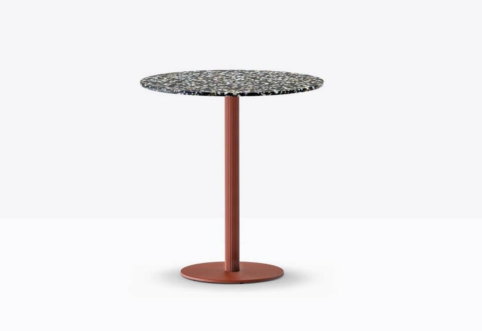 Table restaurant plateau terrazzo avec pied central design