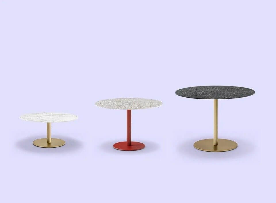 Table de restaurant ronde design avec coloris et matériaux personnalisables