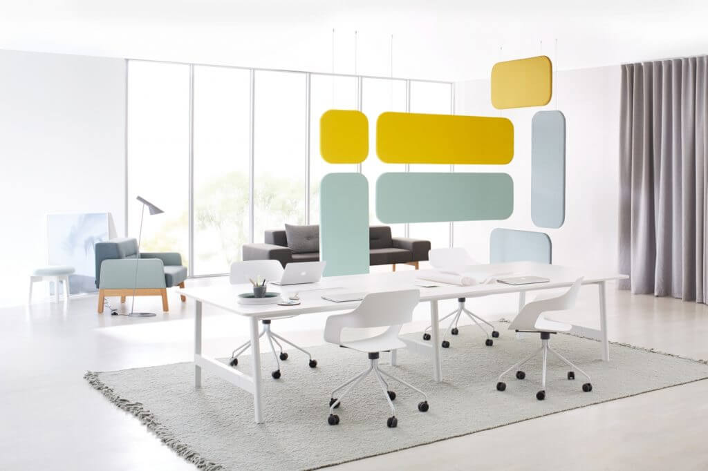 Bureau bench design blanc 4 personnes