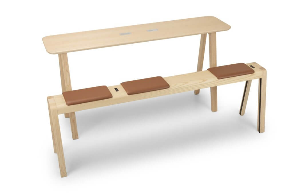 Table en bois massif de coworking