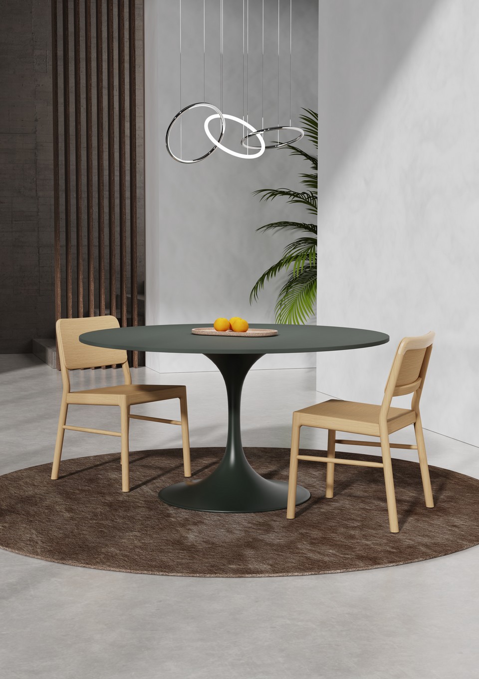 Une belle et grande table de réunion BIG HORN, finition noire, avec son pied tulipe ergonomique qui peut accueillir 6 personnes confortablement.