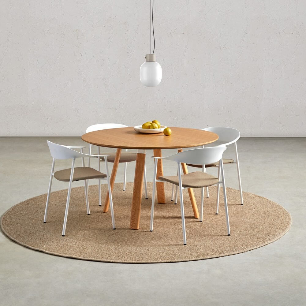 Table de réunion ronde design en bois PLANIA